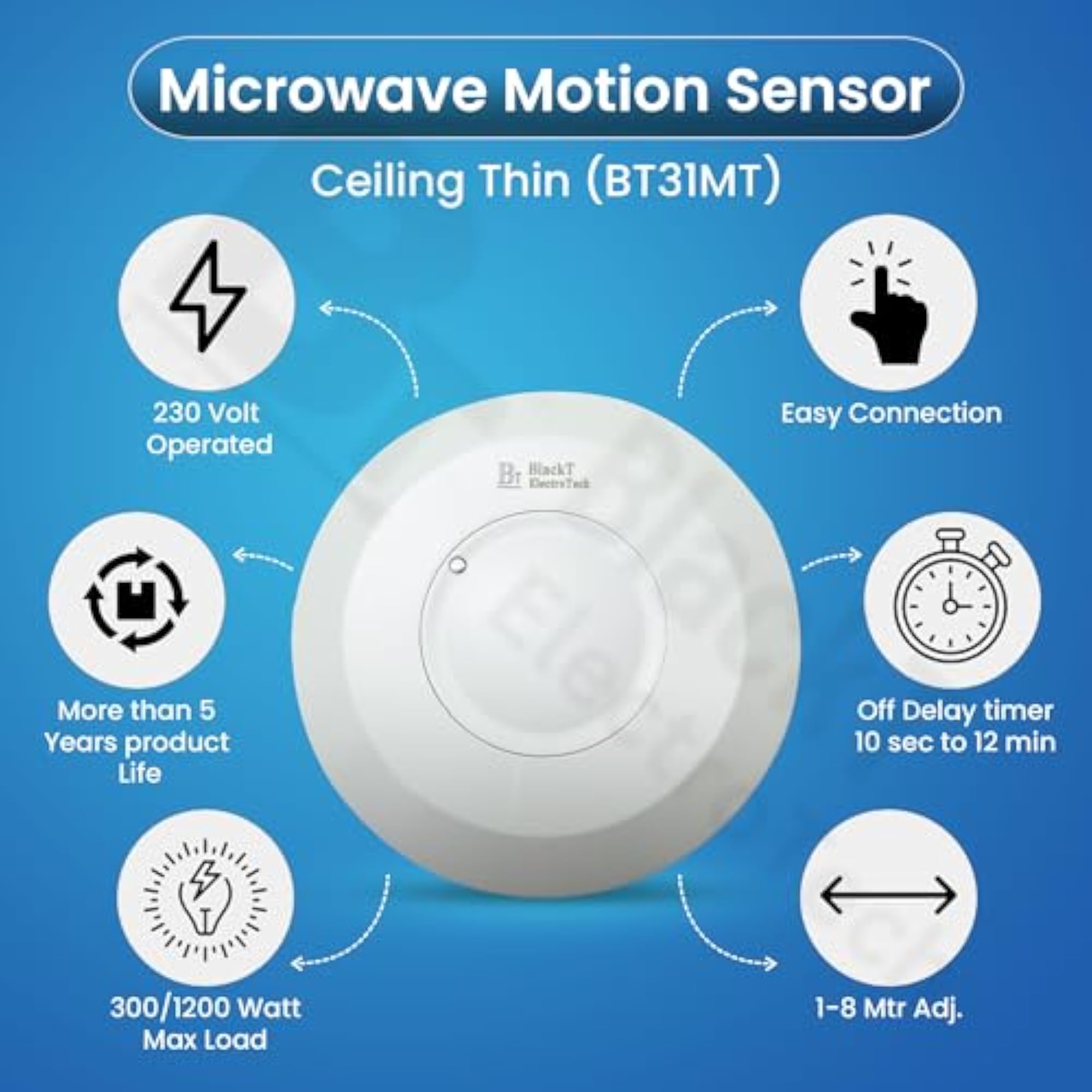 BT31MT Microwave Radar Sensor Switch for Automatic Lighting Control